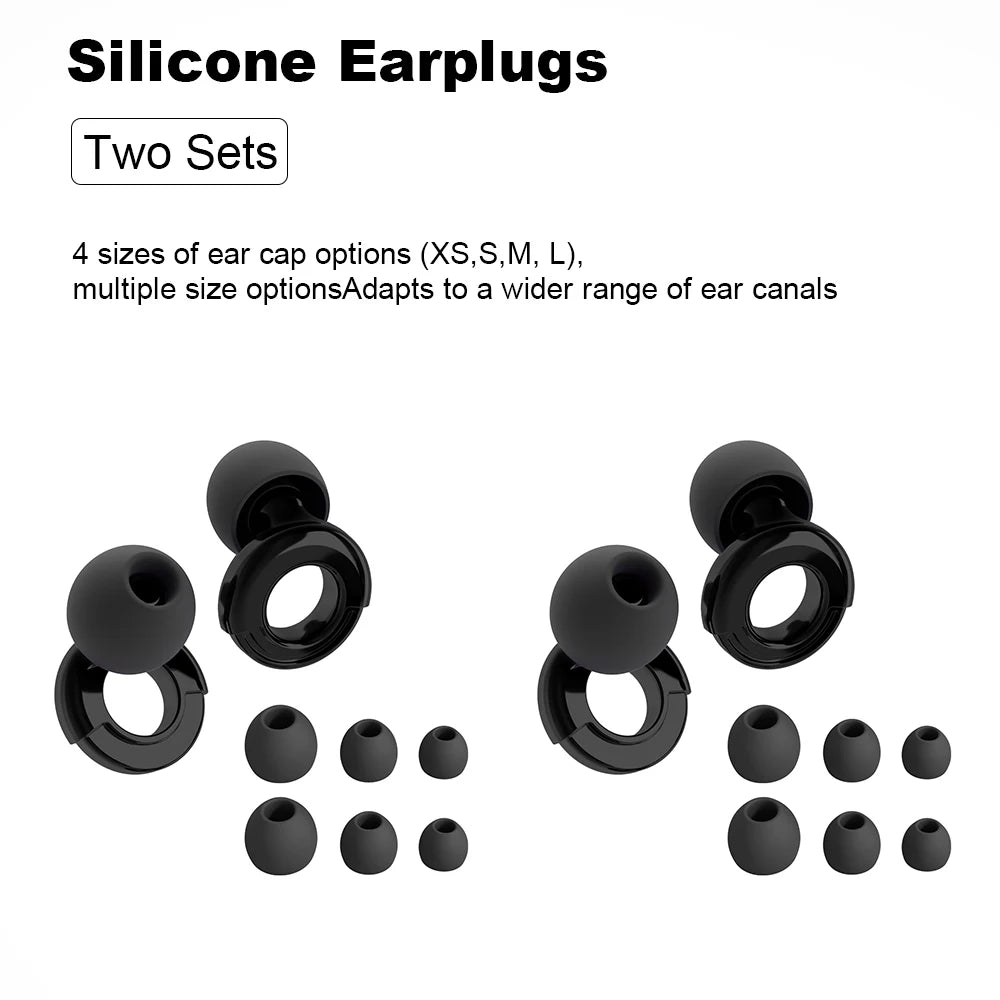 HUAK Quiet Ear Plugs for Noise Reduction – Super Soft, Reusable Hearing Protection for Sleep,Swim, Work 8 Ear Tips in XS/S/M/L