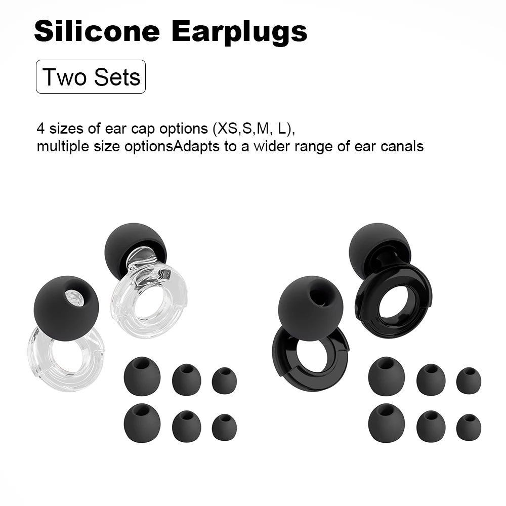 HUAK Quiet Ear Plugs for Noise Reduction – Super Soft, Reusable Hearing Protection for Sleep,Swim, Work 8 Ear Tips in XS/S/M/L