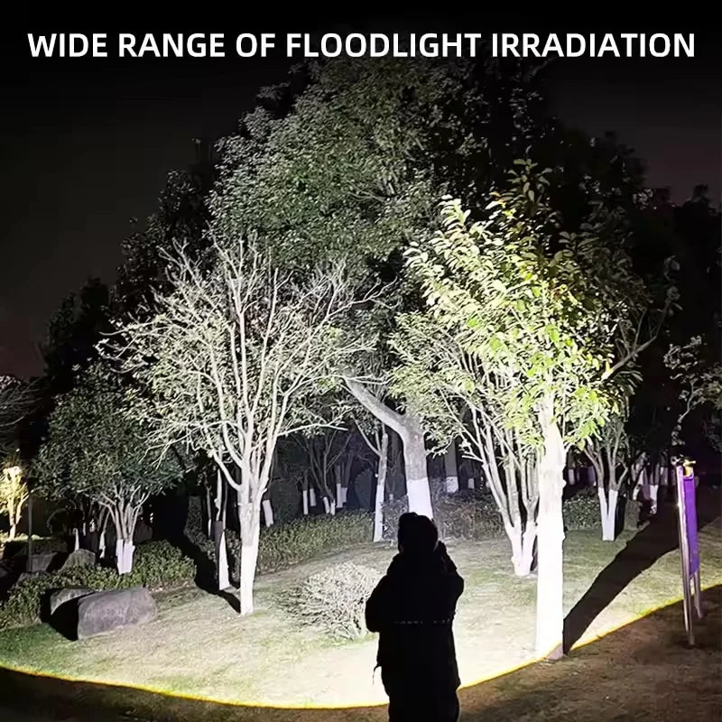 LED Camping Torch Flashlight High Power Rechargeable USB Spotlight Zoom Lantern Built-in Battery For Fishing Outdoor Waterproof