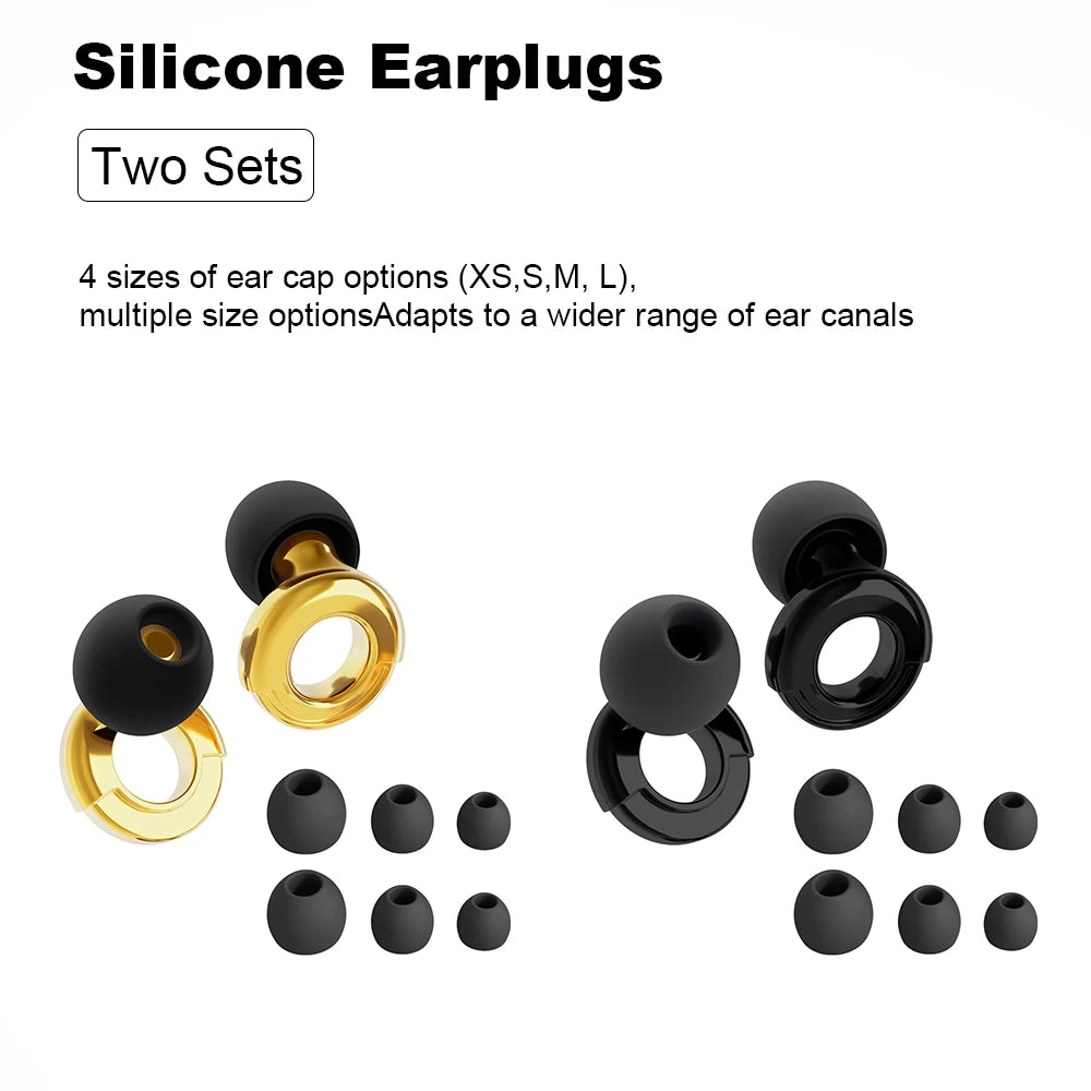 HUAK Quiet Ear Plugs for Noise Reduction – Super Soft, Reusable Hearing Protection for Sleep,Swim, Work 8 Ear Tips in XS/S/M/L