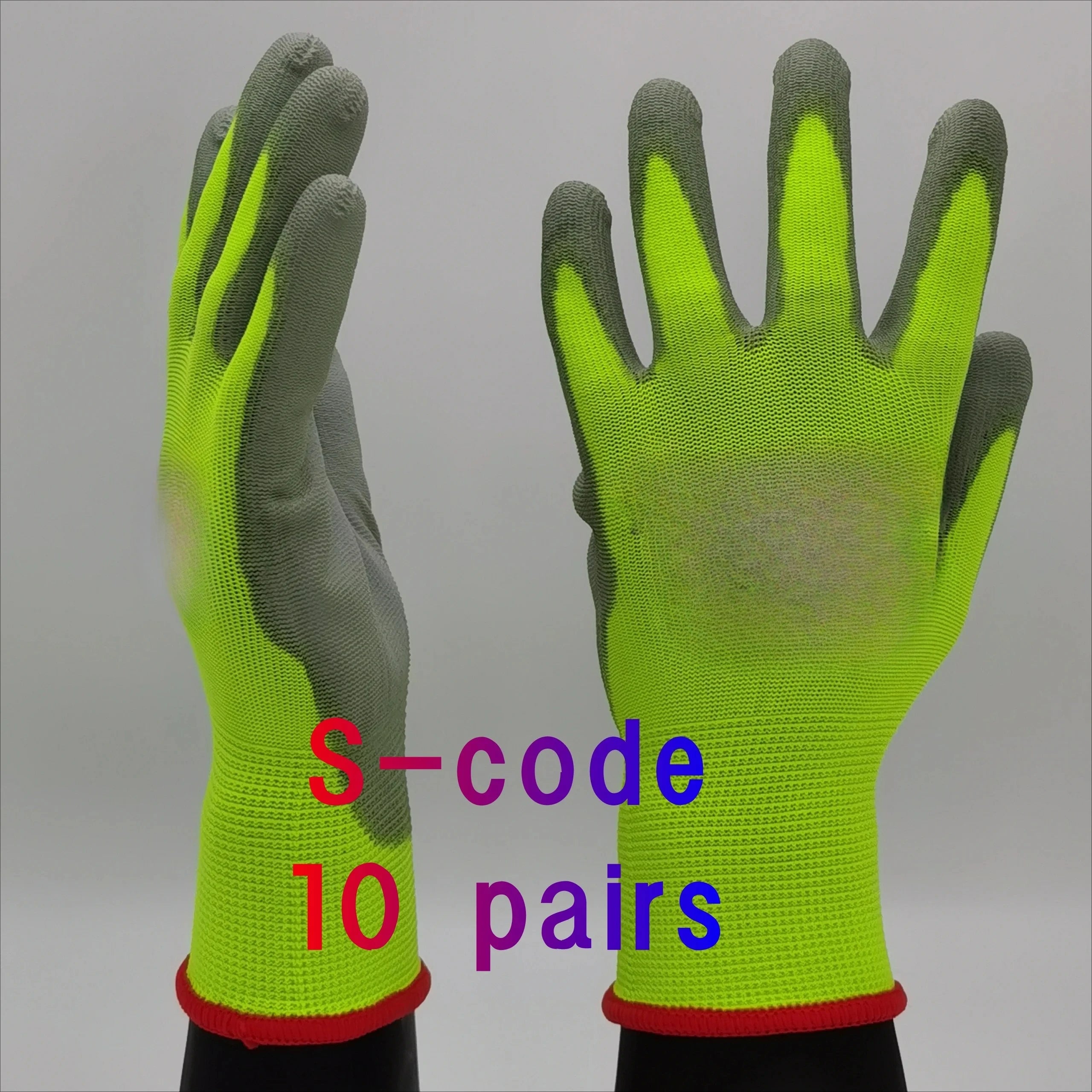 10 Pairs PU Coated Work Gloves - Lightweight, Durable Safety Gloves EN 388/ISO20471 Certified, Sizes S/M/L/XL