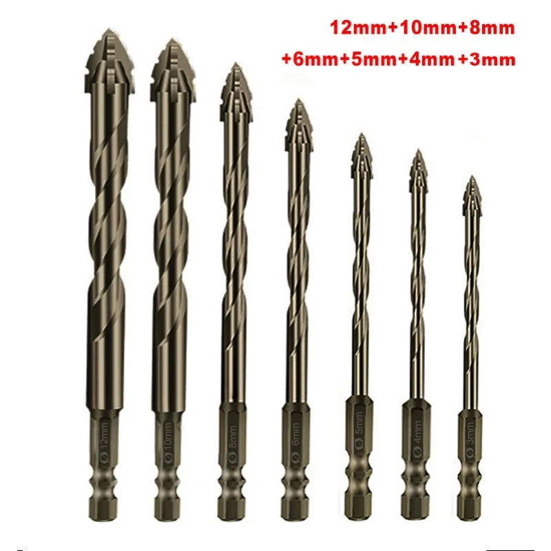 High-Four-edged serrated eccentric drill for dry drilling of ceramic tiles, glass, marble, concrete, stainless steel drill bits