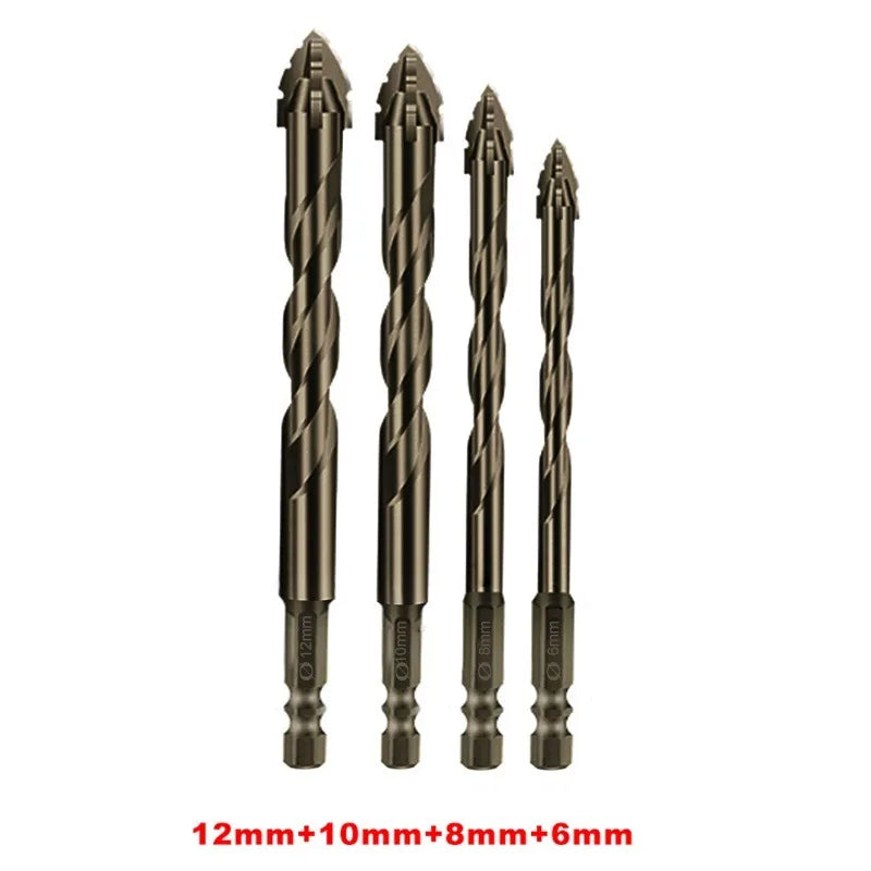 High-Four-edged serrated eccentric drill for dry drilling of ceramic tiles, glass, marble, concrete, stainless steel drill bits