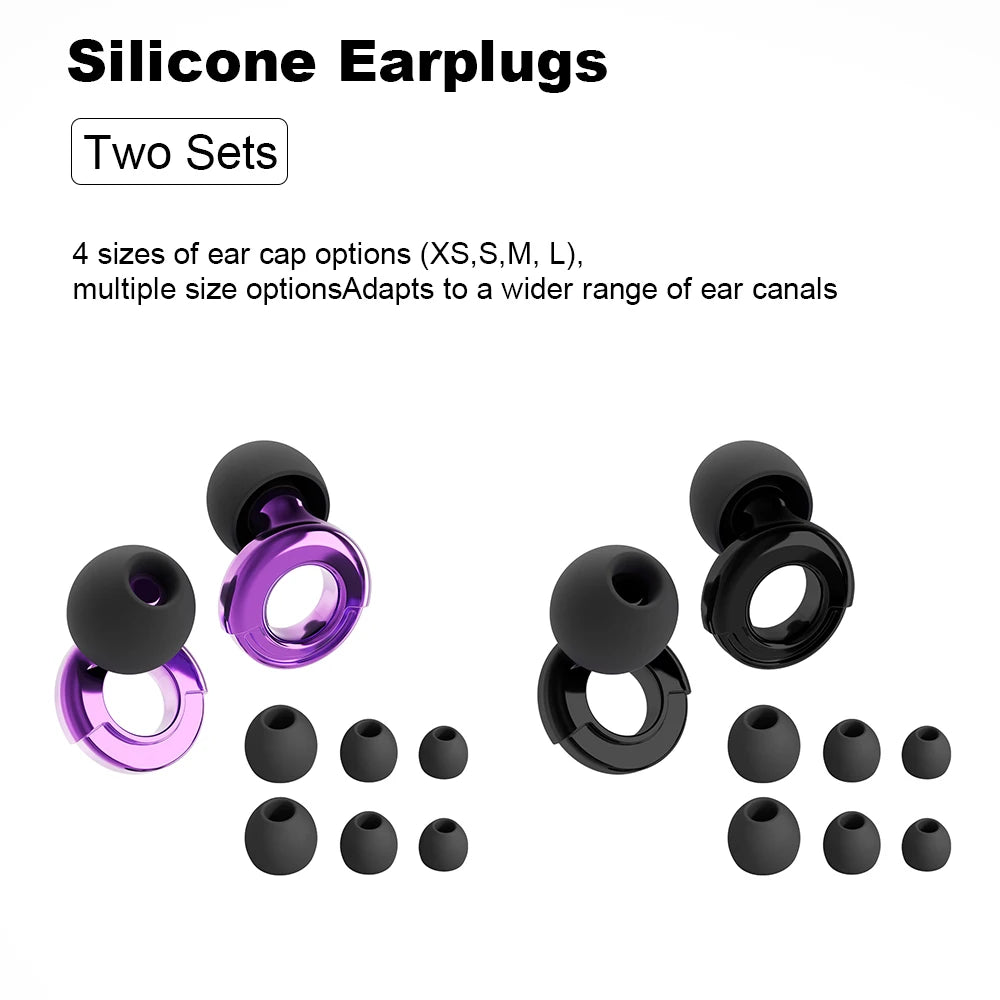 HUAK Quiet Ear Plugs for Noise Reduction – Super Soft, Reusable Hearing Protection for Sleep,Swim, Work 8 Ear Tips in XS/S/M/L