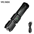 LED Camping Torch Flashlight High Power Rechargeable USB Spotlight Zoom Lantern Built-in Battery For Fishing Outdoor Waterproof