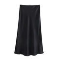 2026 Spring Women's Satin High-Waist A-Line Maxi Skirt with Bow Detail - Vintage Elegant Chic Fashion