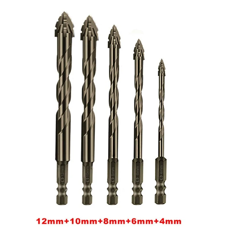 High-Four-edged serrated eccentric drill for dry drilling of ceramic tiles, glass, marble, concrete, stainless steel drill bits